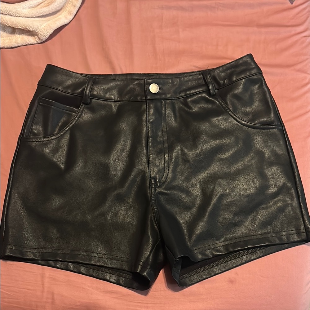 Black Leather Women's Shorts